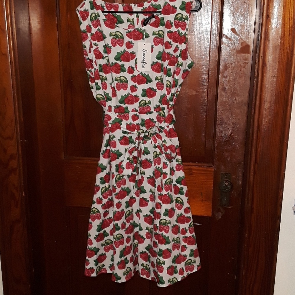 Pinup style belted knee length dress